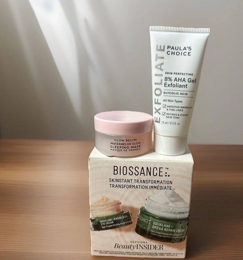 Biossance Glow Recipe Paula's Choice NEW Barrier AHA Exfoliate Under-Eye 4x Mini